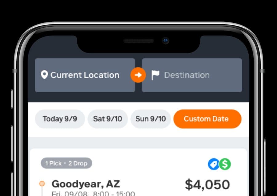 LoadQuest driver mobile app showing freight loads