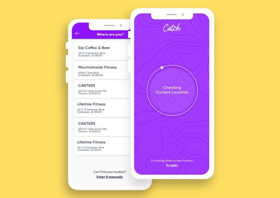 Catch dating app with location check-ins at real venues